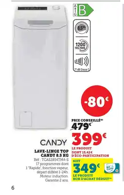 Super U CANDY Lave-linge top offre