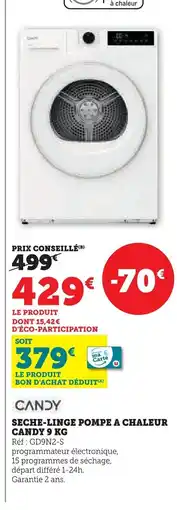 Super U CANDY Seche-linge pompe a chaleur offre