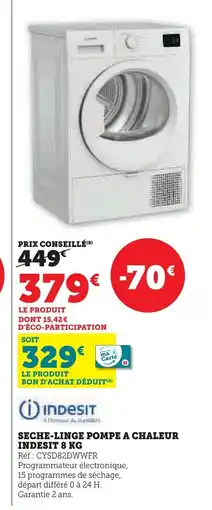 Super U INDESIT Seche-linge pompe a chaleur offre