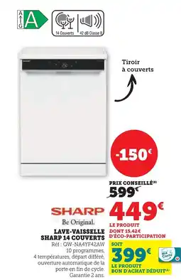 Super U SHARP Lave-vaisselle 14 couverts offre