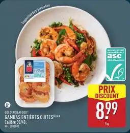 ALDI GOLDEN SEAFOOD Gambas entières cuites offre
