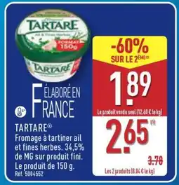 ALDI TARTARE FROMAGE À TARTINER AIL ET FINES HERBES offre