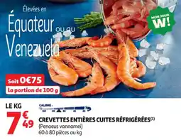 Auchan Supermarché Crevettes entières cuites réfrigérées offre