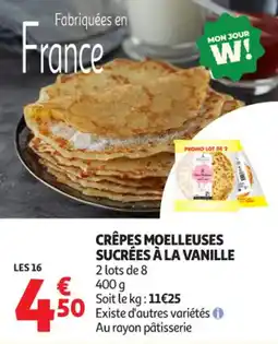 Auchan Supermarché Crêpes moelleuses sucrées à la vanille offre