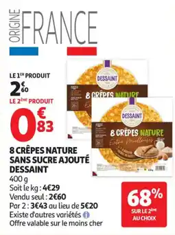 Auchan Supermarché 8 crêpes nature sans sucre ajouté dessaint offre