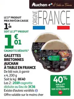 Auchan Supermarché Galettes bretonnes auchan à table en france offre