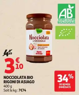 Auchan Supermarché Nocciolata bio rigoni di asiago offre