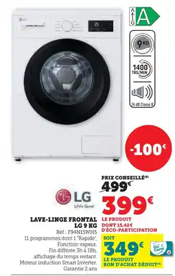Hyper U Lg lave-linge frontal 9 kg offre