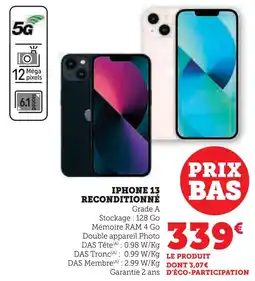 Hyper U Apple iphone 13 reconditionné offre