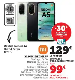 Hyper U Xiaomi xiaomi redmi a5 offre