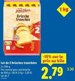 Lidl Maître jean pierre lot de 2 brioches tranchées offre