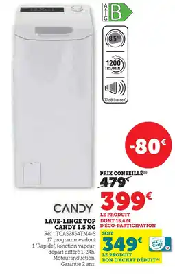 Super U Candy lave-linge top candy 8.5 kg offre