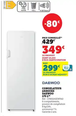 Super U Daewoo congélateur armoire 175 l offre