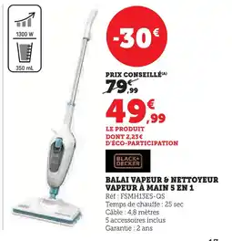 Super U Balai vapeur & nettoyeur vapeur à main 5 en 1 offre
