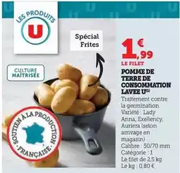 Super U U - pomme de terre de consommation lavee offre