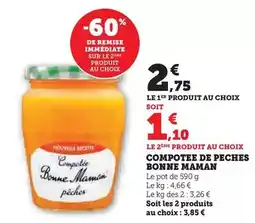 Hyper U Bonne maman - compotee de peches offre