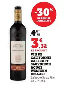 Hyper U Western cellars - vin de californie cabernet sauvignon rouge offre