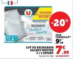 Hyper U U - lot de recharges sachet neutre 3+1 offert offre