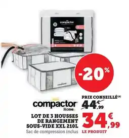 Hyper U Compactor - lot de 3 housses de rangement sous-vide xxl 210 l offre