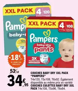 E.Leclerc Pampers - couches baby dry xxl pack offre