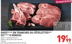 Grand Frais Gigot en tranches ou côtelettes ou d'agneau offre