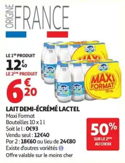 Auchan Lait demi-écrémé lactel offre