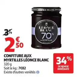 Auchan Confiture aux myrtilles léonce blanc offre