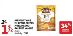 Auchan Préparation 3 en 1 pour crêpes pancakes ou gaufres vahiné offre