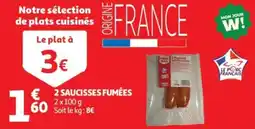 Auchan 2 saucisses fumées offre
