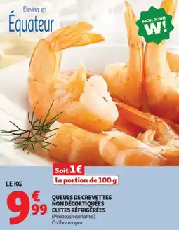 Auchan Queues de crevettes non décortiquées cuites réfrigérées offre