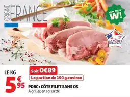 Auchan Porc côte filet sans os offre