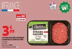 Auchan 2 steaks hachés pur bœuf la nouvelle agriculture offre