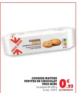 Super U Prix mini cookies nature pépites de chocolat offre