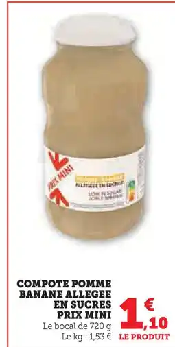 Super U Prix mini compote pomme banane allégée en sucres offre