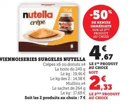 Super U Nutella viennoiseries surgelées offre