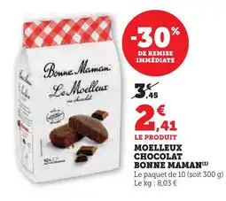 Super U Bonne maman moelleux chocolat offre