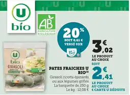 Super U U bio pâtes fraîches offre
