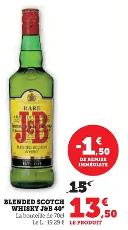 Super U J&b blended scotch whisky 40° offre