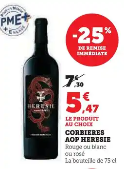 Super U Corbieres aop heresie offre