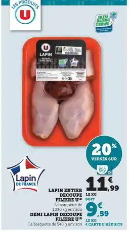 Super U Filiere u lapin entier découpé offre