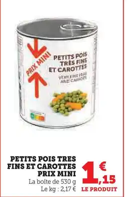 U Express Prix mini petits pois tres fins et carottes offre