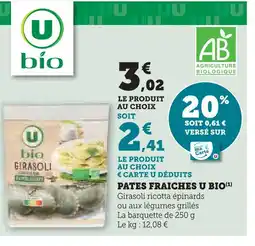 U Express U bio pâtes fraîches offre