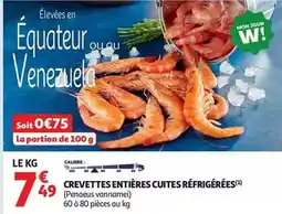 Auchan Supermarché Mon - crevettes entieres cuites refrigerees offre