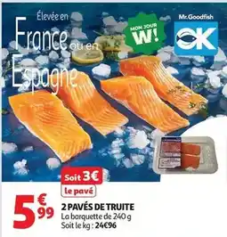 Auchan Supermarché Mr.goodfish - 2 pavés de truite offre