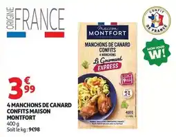 Auchan Supermarché Canard - 4 manchons de confits offre