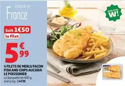 Auchan Supermarché Auchan - 4 filets de merlu façon fish and chips le poissonier offre