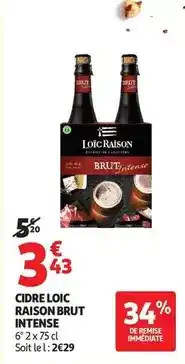 Auchan Supermarché Brut - cidre loic intense offre