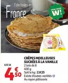 Auchan Supermarché Promo - crêpes moelleuses sucrées à la vanille offre