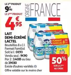 Auchan Supermarché Lactel - lait demi-écrémé offre