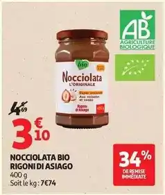 Auchan Supermarché Rigoni di asiago - nocciolata bio offre